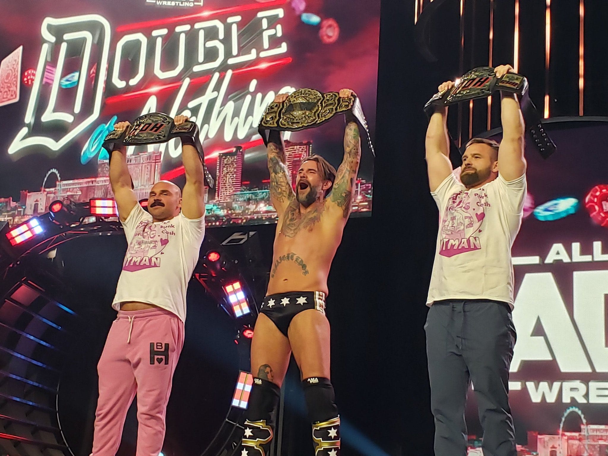 ROH Tag Team Champions FTR CM Punk AEW World Champion Double Or Nothing 2022