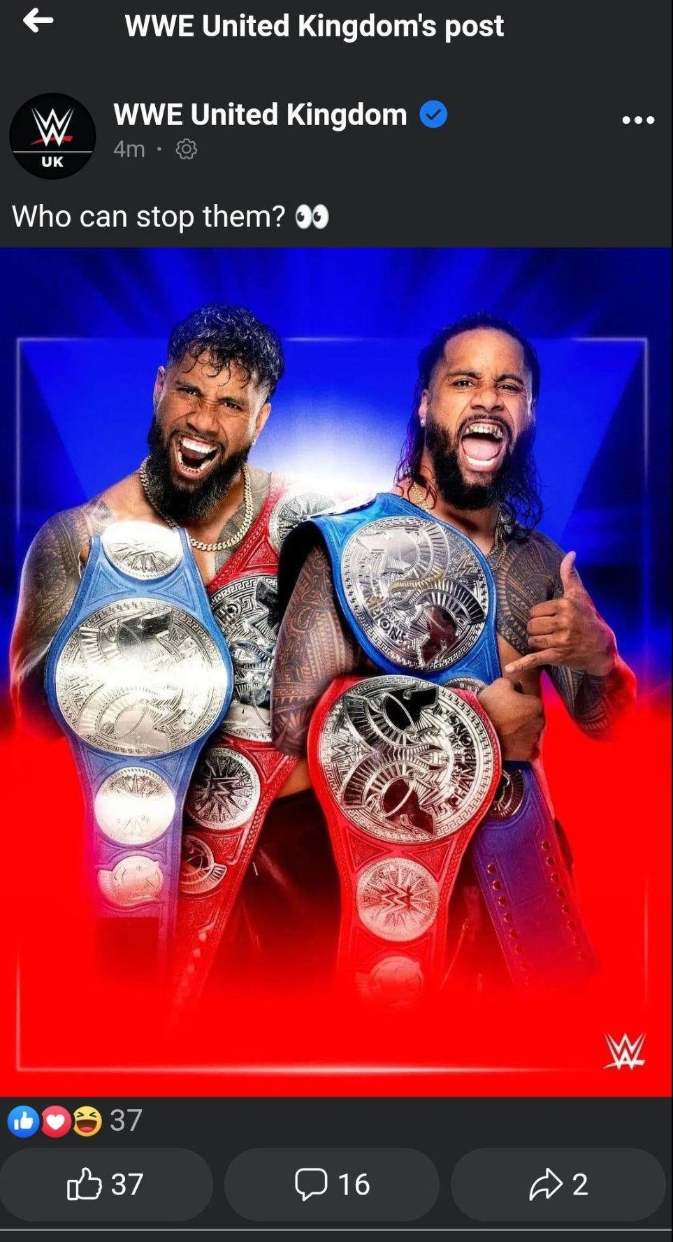 Result Of RAW SmackDown Tag Team Championship Title Unification Match Spoiled By WWE United Kingdom Facebook Page