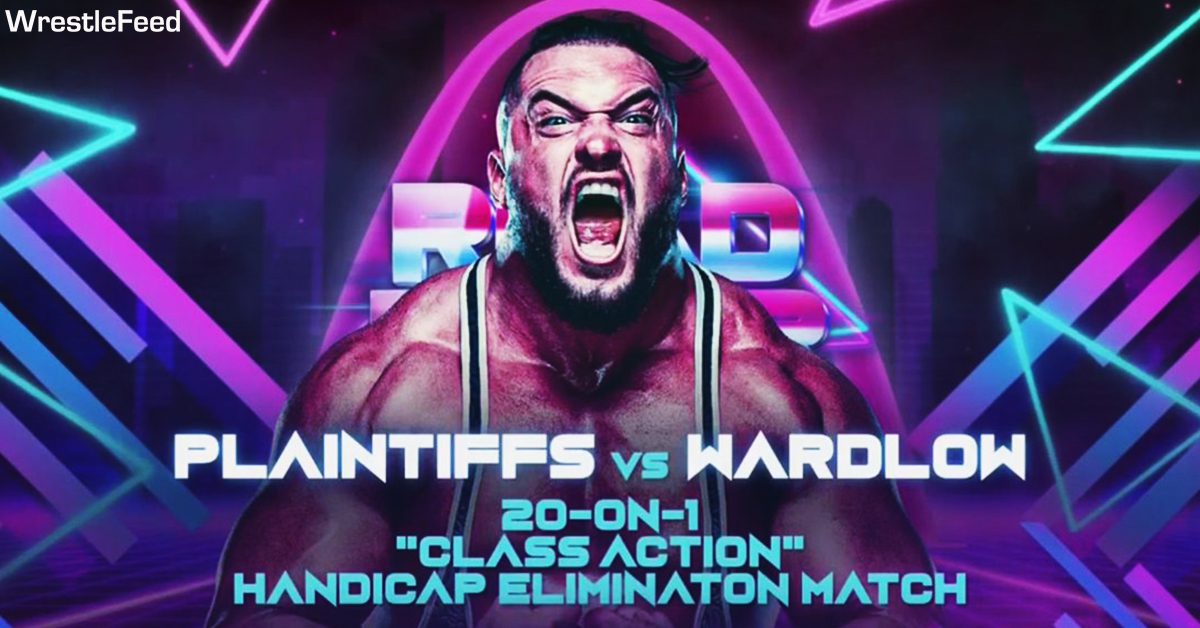 Wardlow vs Plaintiffs AEW Security Guards 20 on 1 Class Action Handicap Elimination Match Dynamite Road Rager 2022 WrestleFeed App