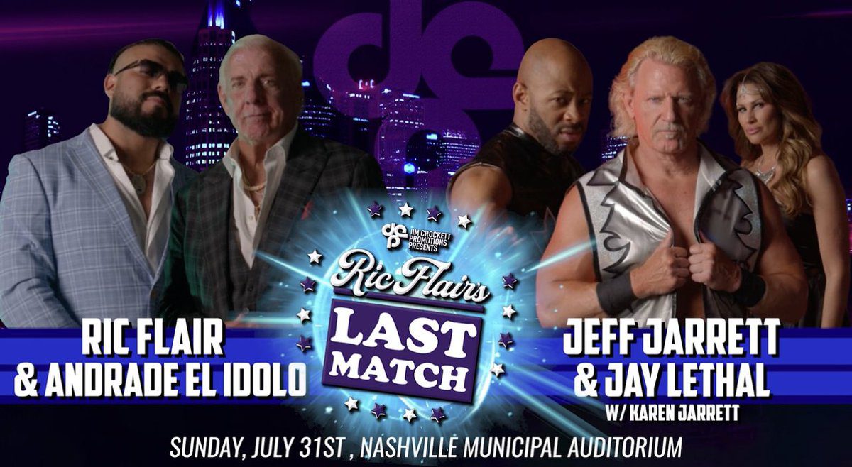 Andrade El Idolo & Ric Flair vs Jeff Jarrett & Jay Lethal July 31 2022