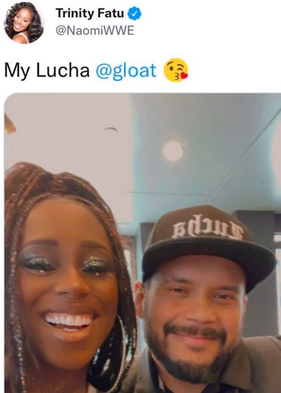 Naomi with former WWE Superstar Kalisto unmasked without mask rare photo