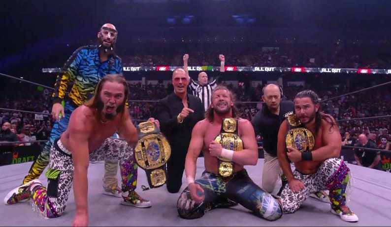 Kenny Omega Young Bucks win AEW World Trios Championship All Out 2022