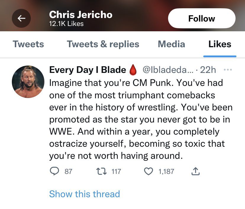 Chris Jericho Agrees With A Fan That CM Punk Is Toxic & Not Worth Having In AEW