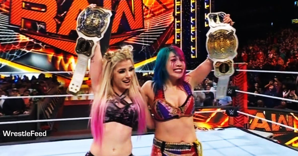 Alexa Bliss Asuka win WWE Women's Tag Team Championship RAW October 31 202 WrestleFeed App