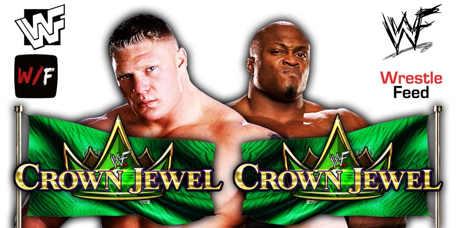 Brock Lesnar Pins Bobby Lashley WWE Crown Jewel 2022 WrestleFeed App