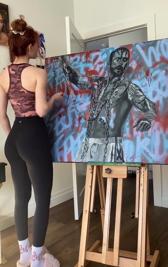 MJF fiancee girlfriend wife Naomi Rosenblum ass butt booty hot sexy CM Punk AEW painting art