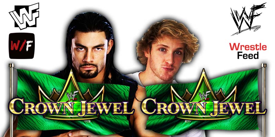 Roman Reigns beats Logan Paul WWE Crown Jewel 2022 PPV PLE WrestleFeed App