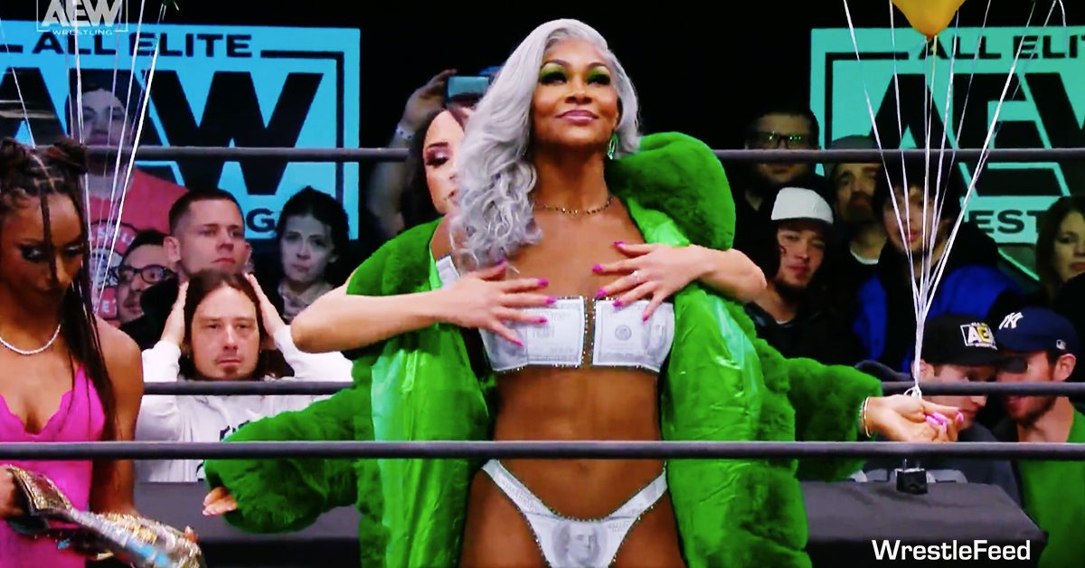Jade Cargill Boobs Tits Breasts Touched Revealing Dollar Outfit AEW Dynamite November 30 2022 WrestleFeed App