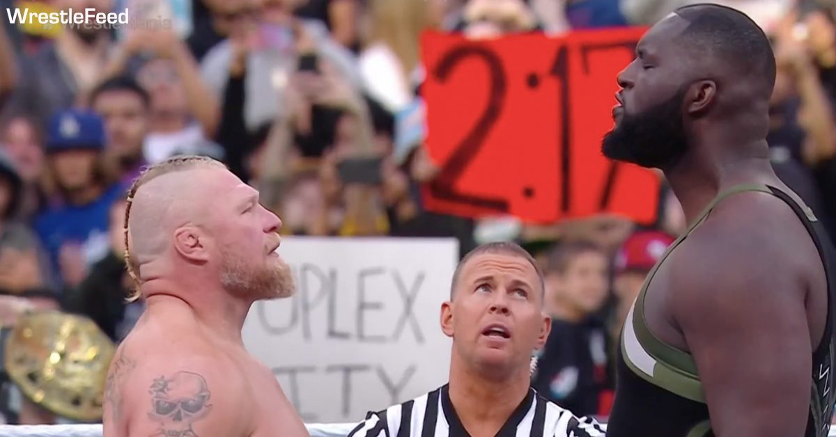Brock Lesnar Omos Face To Face WrestleMania 39 WrestleFeed App