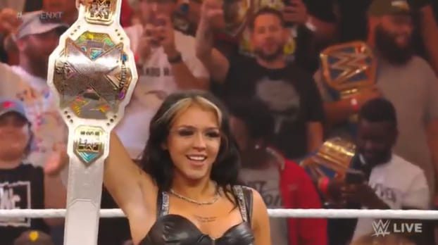 Cora Jade posing with the NXT Women's Championship