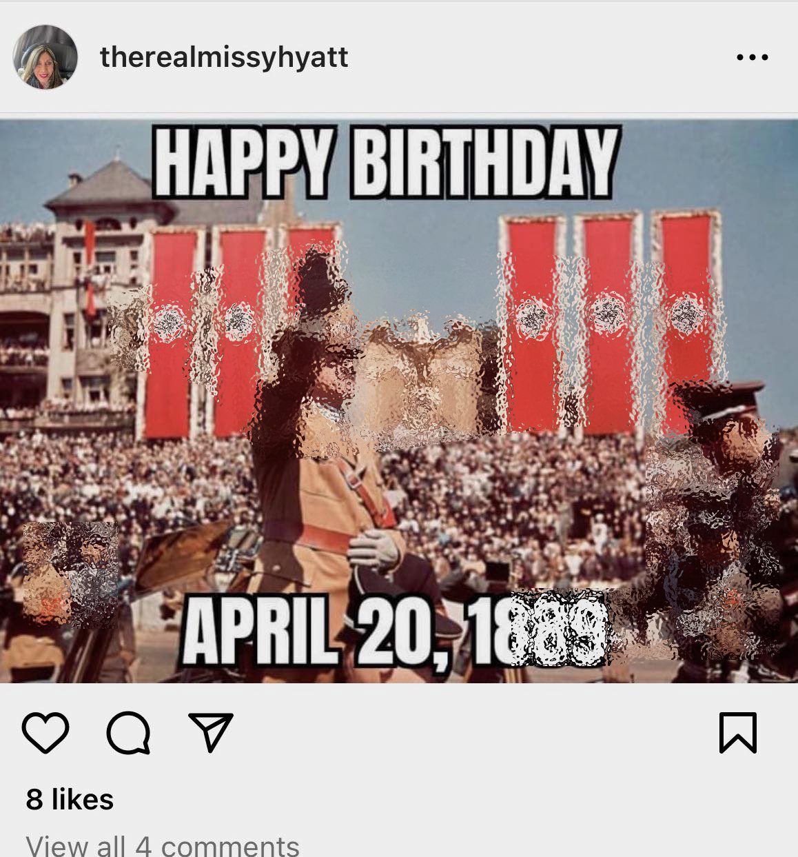 Missy Hyatt Wishes Adolf Hitler Happy Birthday