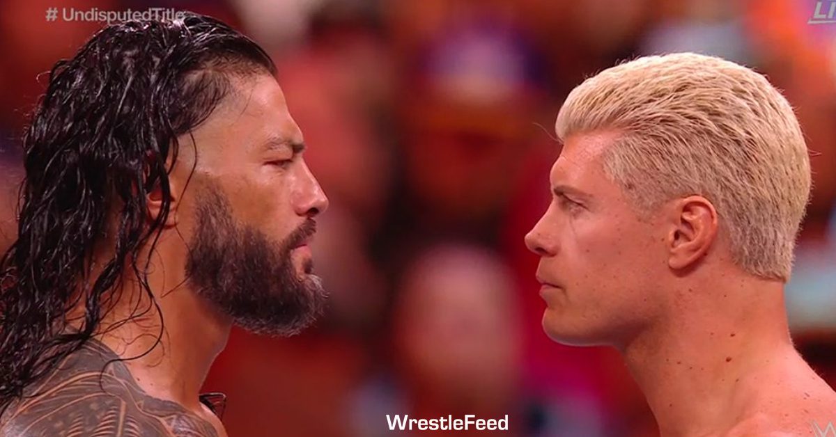 Roman Reigns Cody Rhodes Face To Face WrestleMania 39 Sunday WrestleFeed App