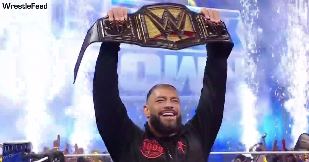 Roman Reigns Celebrates With The New Undisputed WWE Universal Championship SmackDown June 2 2023 WrestleFeed App