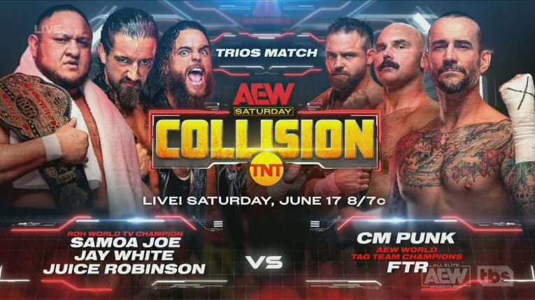 Samoa Joe Bulley Club Gold Jay White Juice Robinson vs. CM Punk & FTR - AEW Collision Debut Episode Main Event