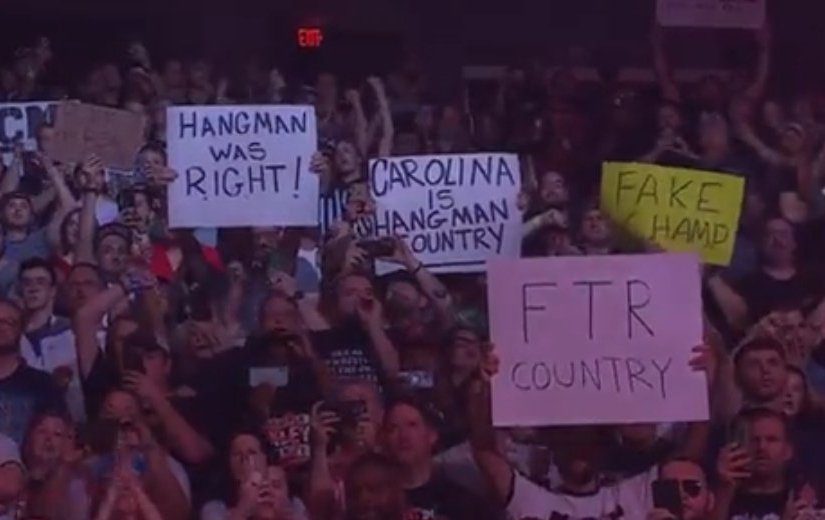 AEW Fans Bring Hangman Was Right Signs During CM Punk Match On Collision August 12 2023