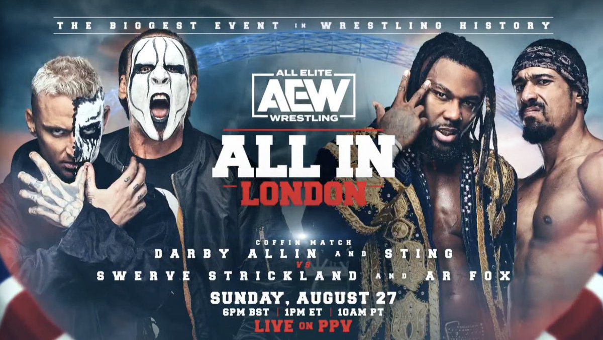 Darby Allin Sting vs Swerve Strickland AR Fox AEW All In 2023 Coffin Match Graphic