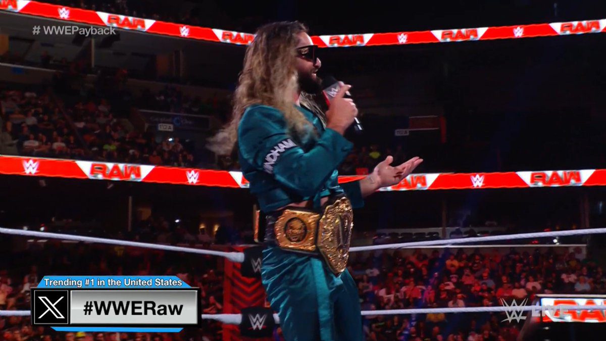 Seth Rollins Adds Bray Wyatt Side Plates To His World Heavyweight Championship WWE RAW August 28 2023