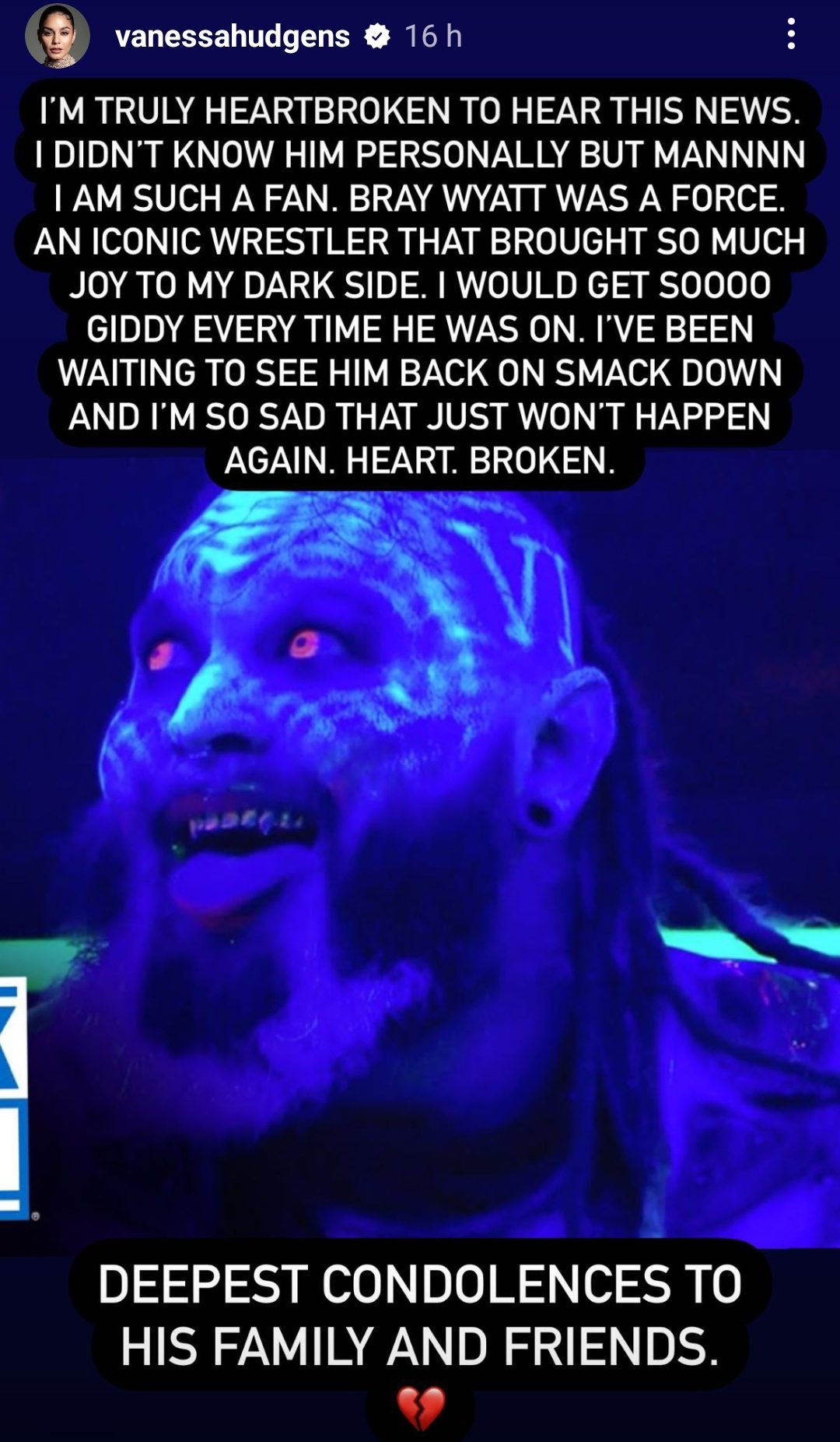 Vanessa Hudgens Bray Wyatt Death WWE