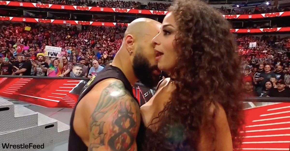 Ricochet Samantha Irvin Kiss Hug WWE RAW October 23 2023 WrestleFeed App