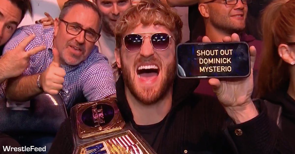 WWE United States Champion Logan Paul Shout Out To Dominik Mysterio At UFC 295 Happy Smiling Laughing Face WrestleFeed App