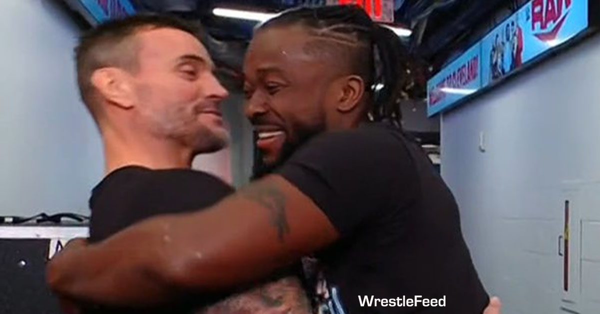 CM Punk Kofi Kingston Reunite Hug WWE RAW December 11 2023 WrestleFeed App