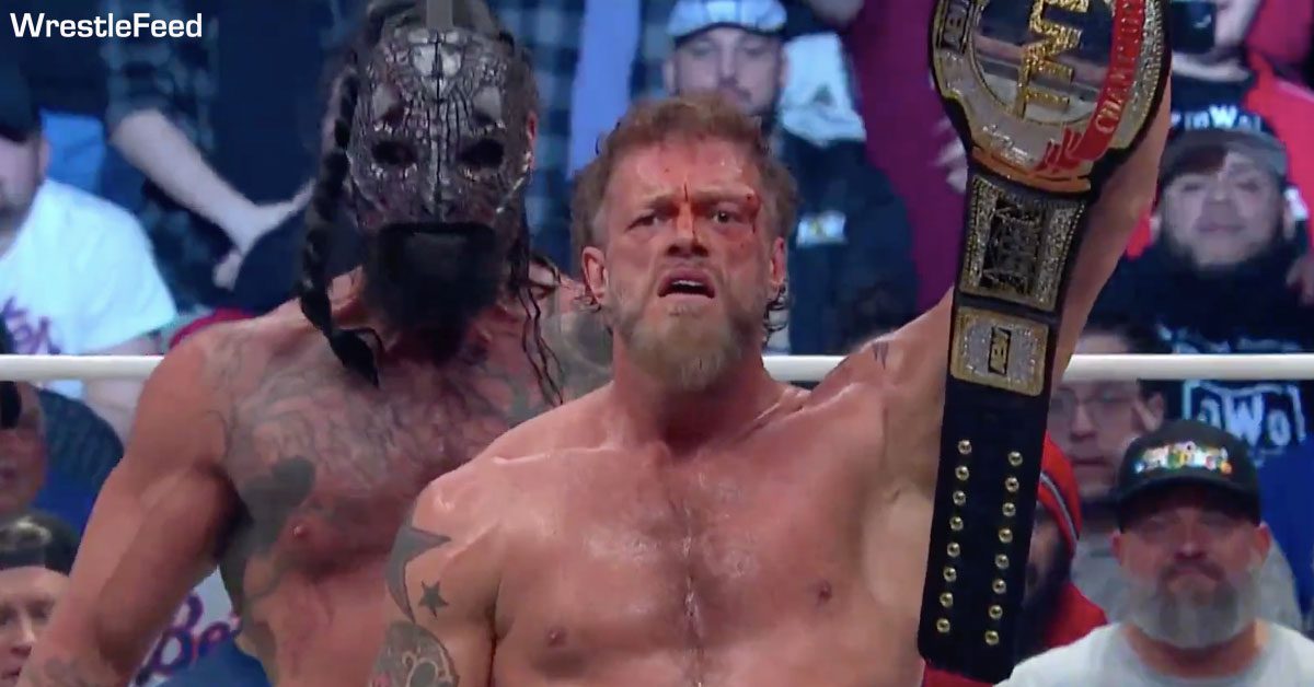 Edge Adam Copeland Wins TNT Championship Luchasaurus Killswitch AEW Worlds End 2023 WrestleFeed App