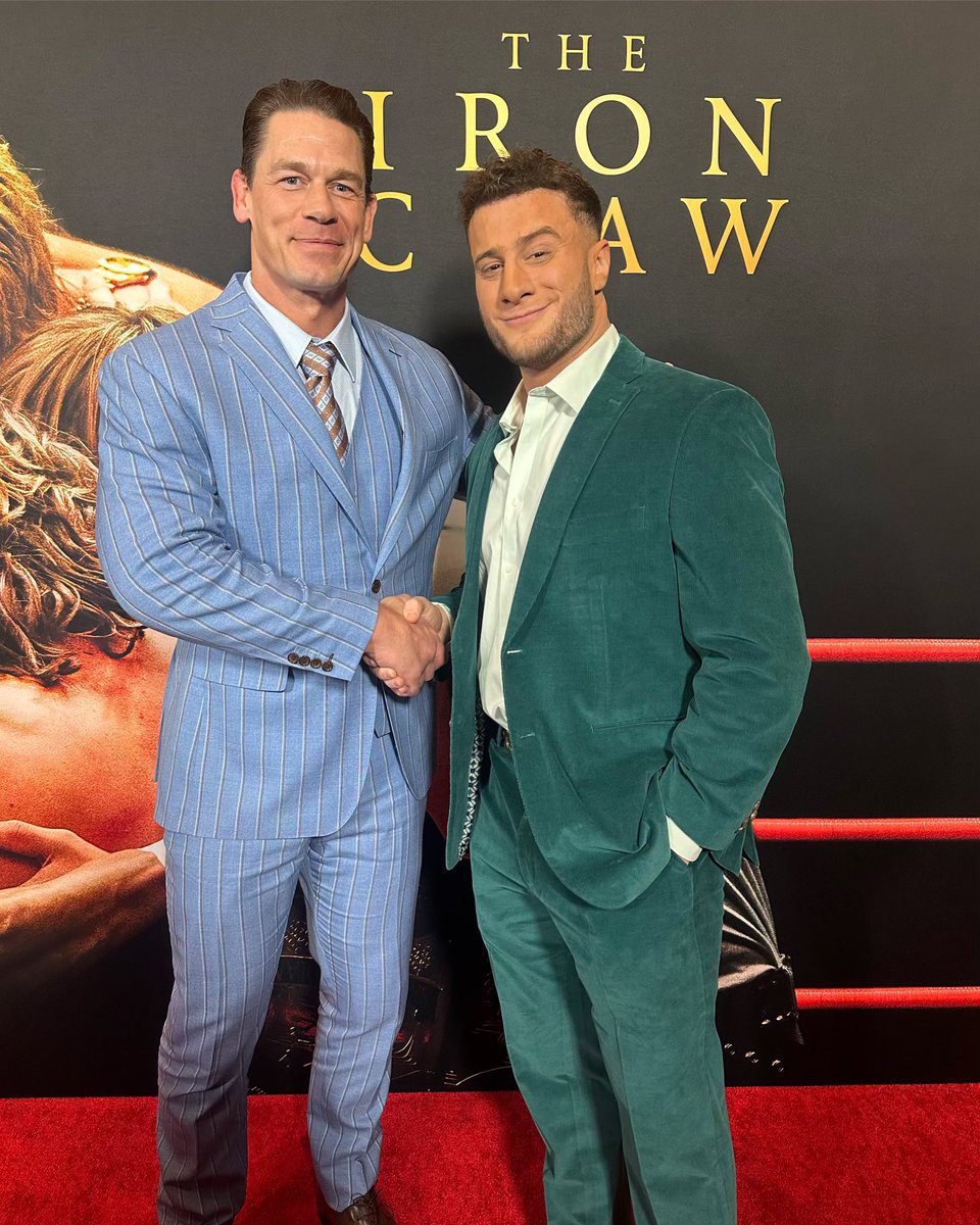 John Cena Meets Shakes Hand AEW World Champion MJF At The Premiere Of Iron Claw December 11 2023