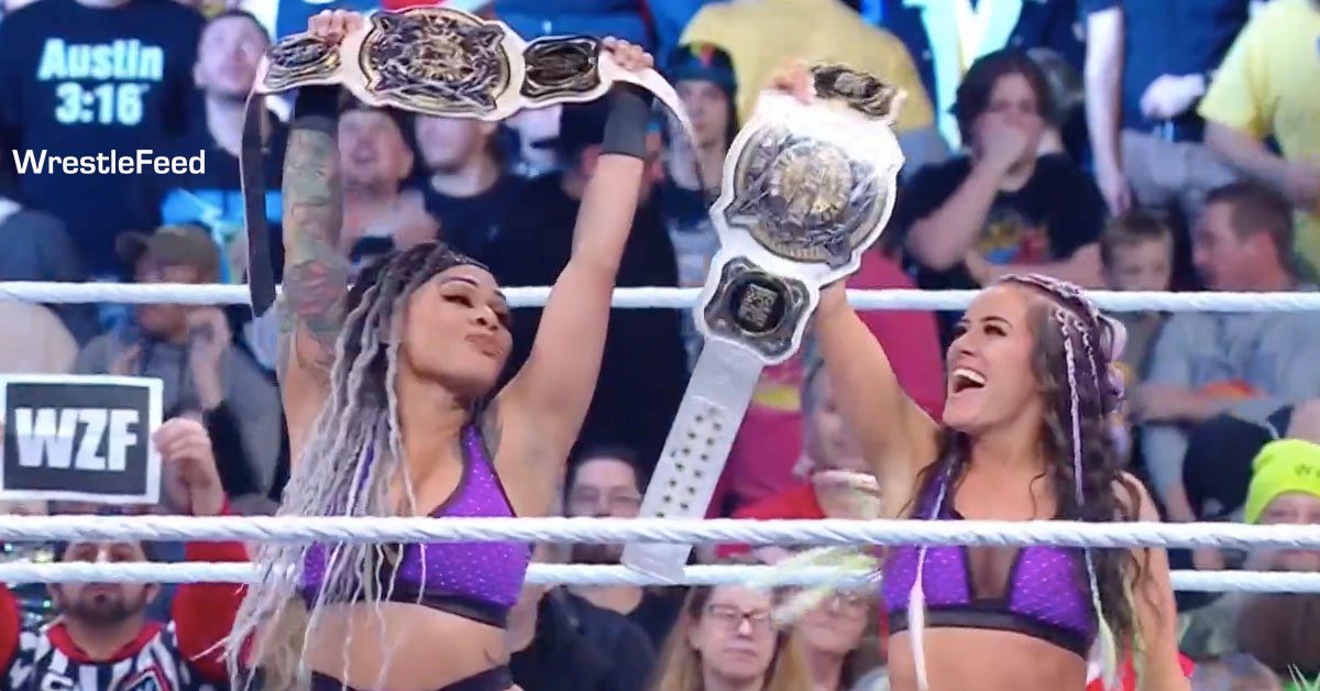 Kayden Carter Katana Chance Win WWE Women's Tag Team Championship RAW December 18 2023 WrestleFeed App