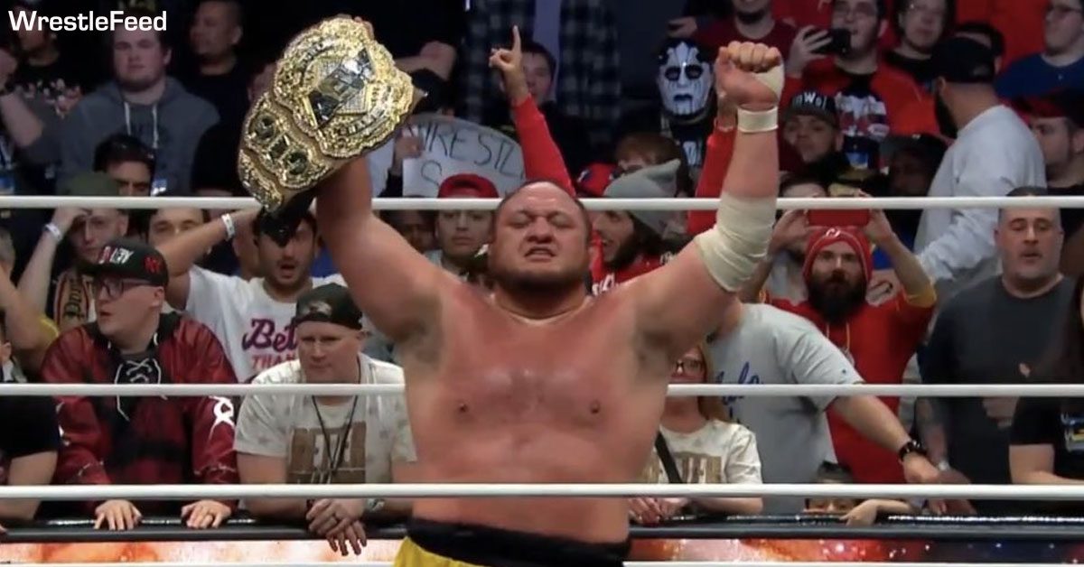 Samoa Joe Wins AEW World Championship Worlds End 2023 WrestleFeed App