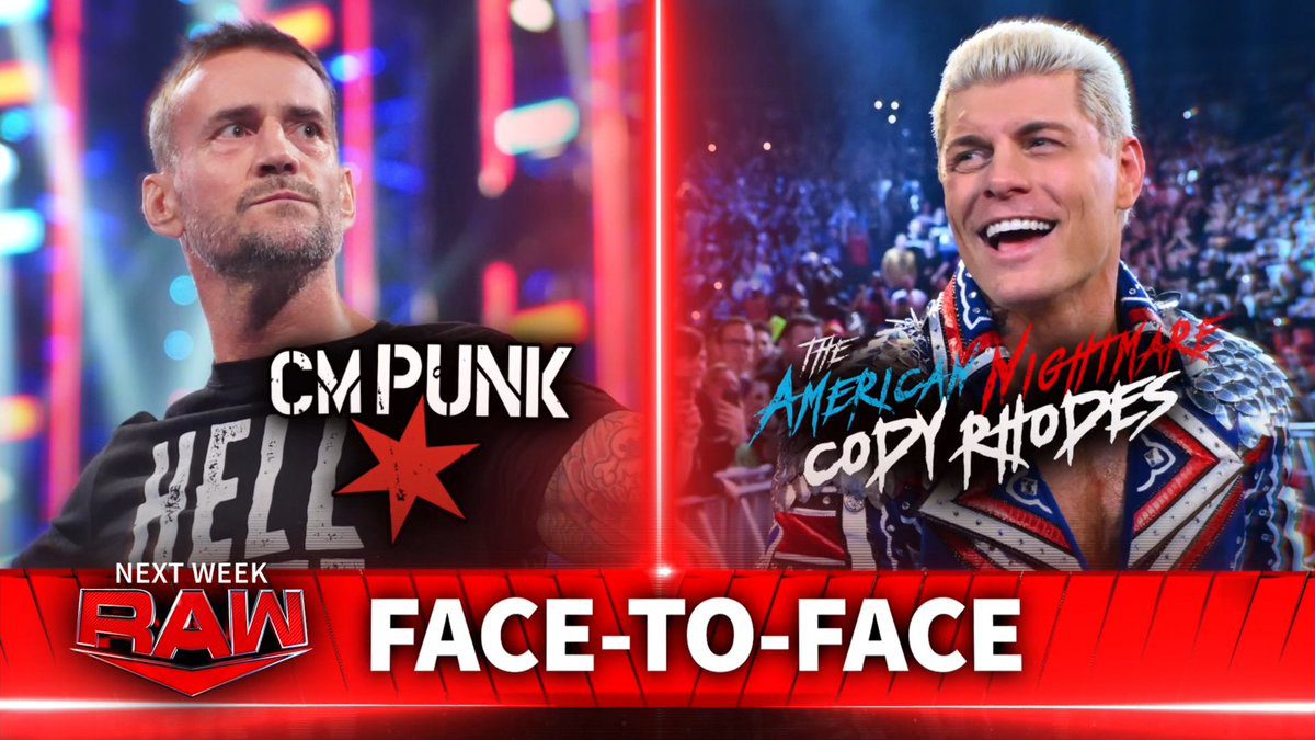 CM Punk Cody Rhodes WWE RAW January 22 2024 Face To Face Graphic