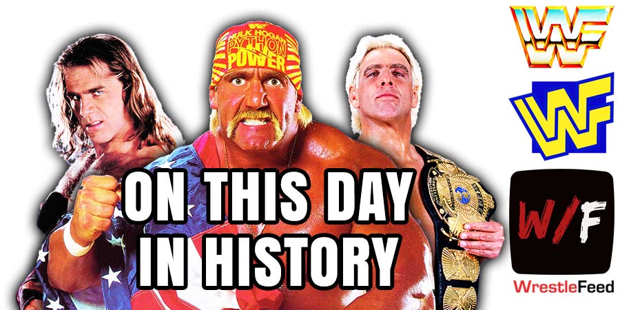 On This Day In Wrestling History January 19th Article Pic Shawn Michaels Hulk Hogan Ric Flair WrestleFeed App