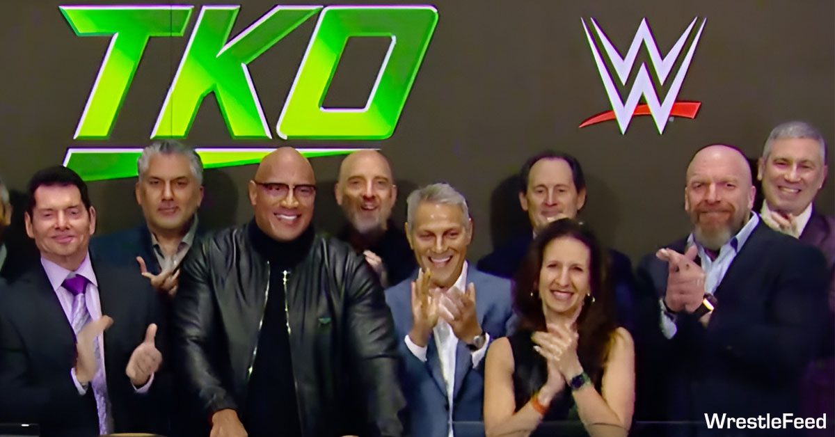 Vince McMahon Nick Khan Dwayne Johnson The Rock Ariel Emanuel Triple H Paul Levesque WWE TKO Group Holdings January 2024 WrestleFeed App