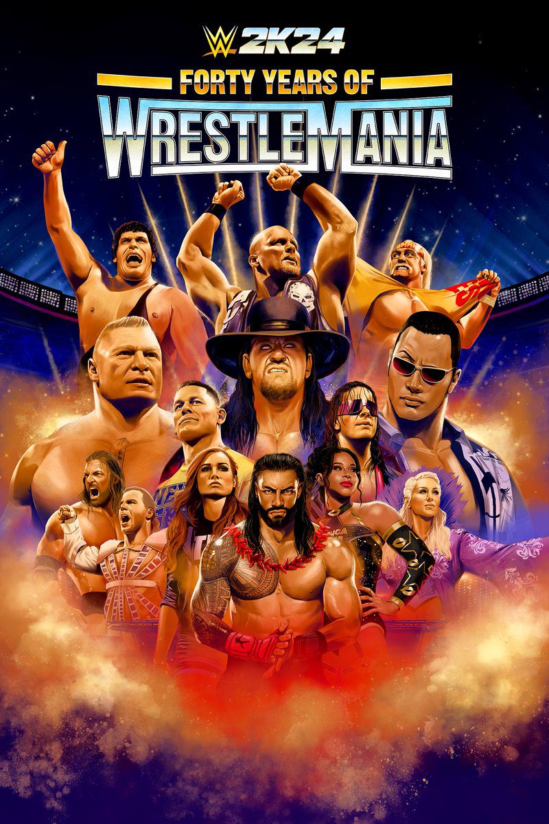 WWE 2K24 Forty Years of WrestleMania cover with Brock Lesnar
