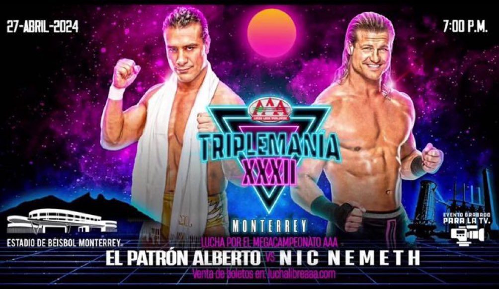 Alberto Del Rio El Patron vs Dolph Ziggler Nic Nemeth AAA Mega Heavyweight Championship TripleMania XXXII