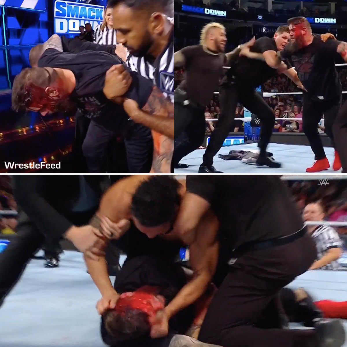 Kevin Owens Busted Open Bleeding Blood WWE SmackDown April 19 2024 WrestleFeed App