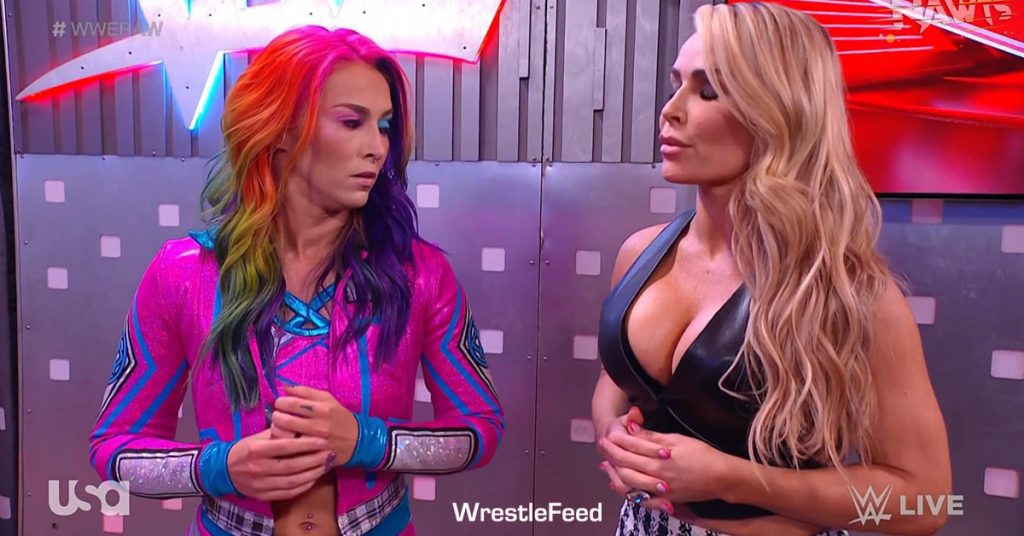 Tegan Nox Looking At Natalya Boobs Breasts Tits WWE RAW WrestleFeed App