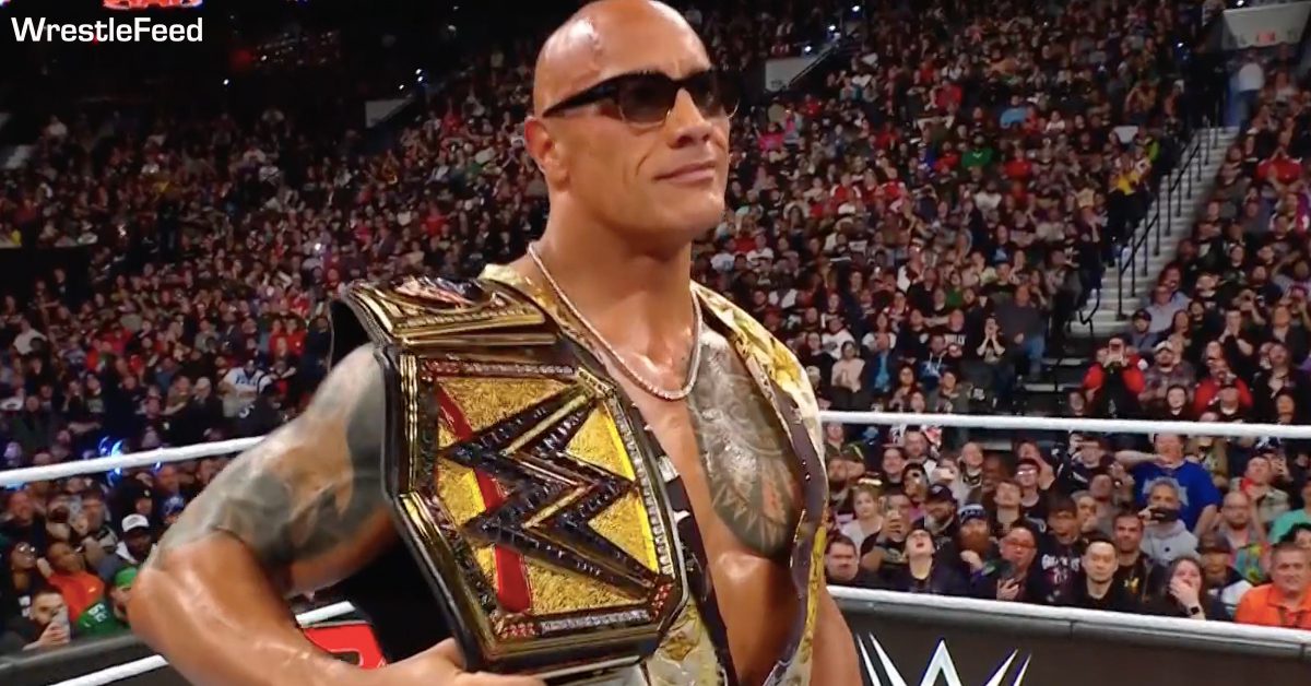 The Rock Dwayne Johnson with the Undisputed WWE Universal Championship RAW after WrestleMania 40 WrestleFeed App