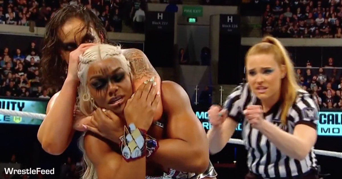Jade Cargill Tapped Out Submits To Shayna Baszler Referee Jessika Carr WWE Clash At The Castle 2024 WrestleFeed App
