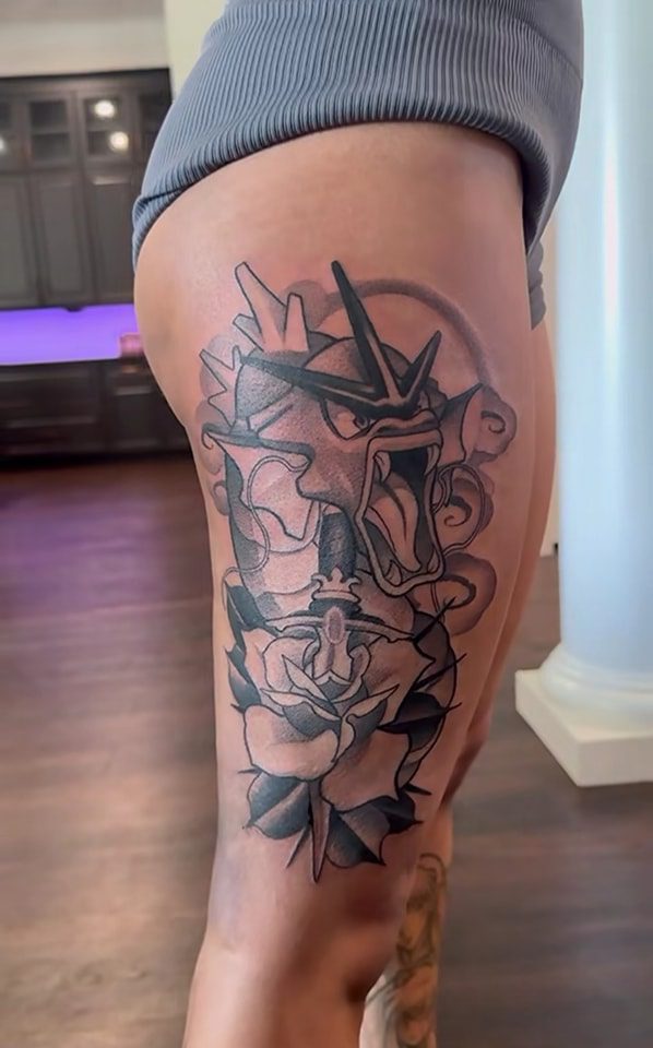 Zelina Vega Leg Tattoo Gyarados Pokemon June 2024