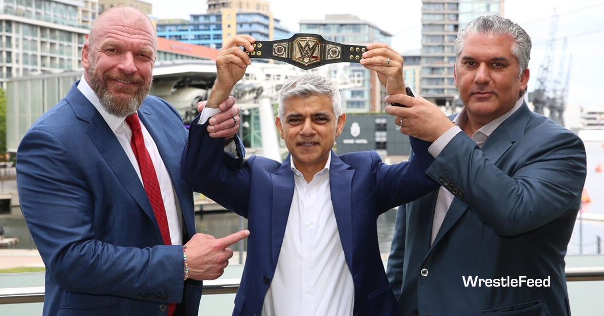 Triple H Sadiq Khan Nick Khan WWE WrestleMania London WrestleFeed App