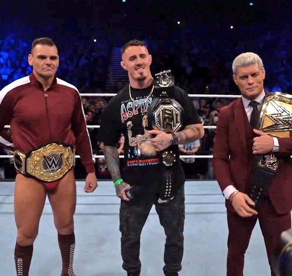 Gunther Tom Aspinall Cody Rhodes WWE Live Event Manchester England