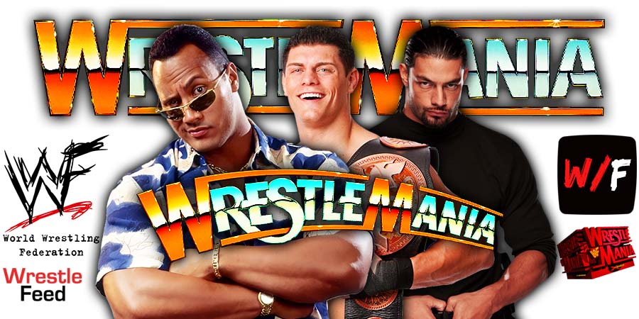 The Rock Dwayne Johnson Cody Rhodes Roman Reigns WrestleMania WWF 3 WrestleFeed App