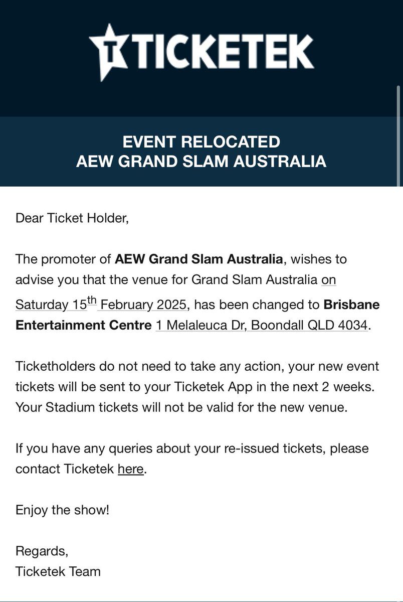 AEW Relocates Grand Slam Australia Due To Low Ticket Sales