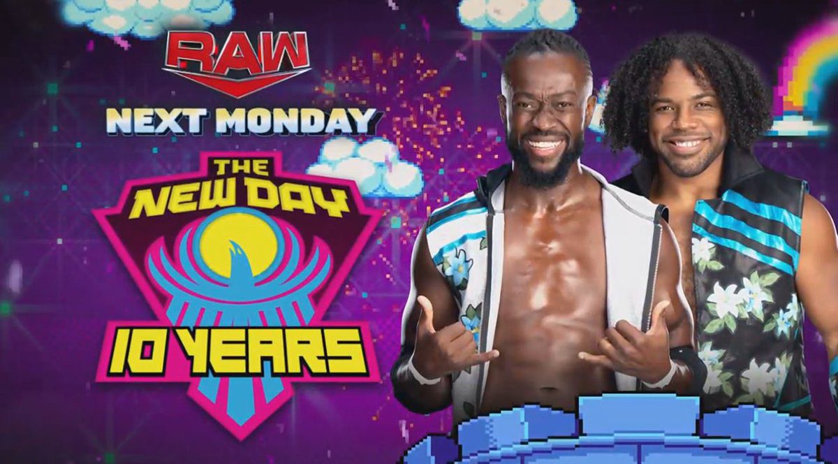 The New Day 10 Year Anniversary Celebration Graphic WWE RAW Kofi Kingston Xavier Woods