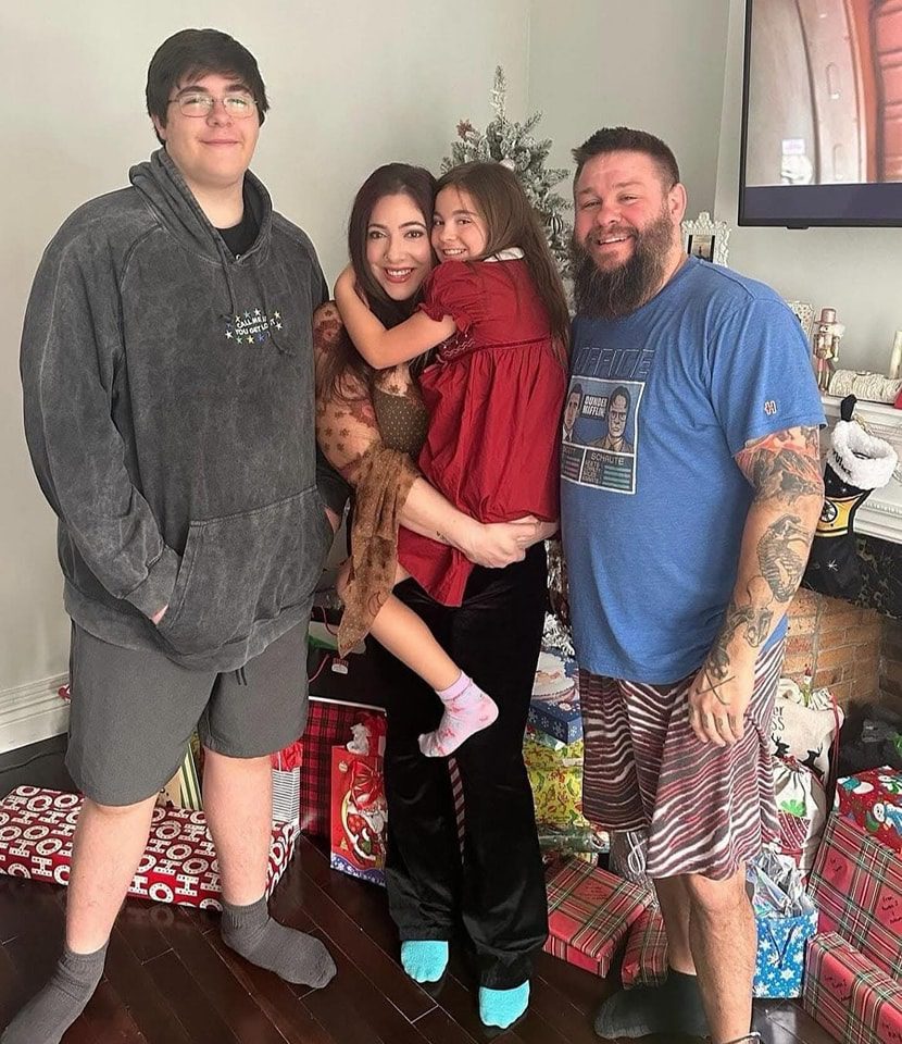 Kevin Owens with his family son wife daughter 2024