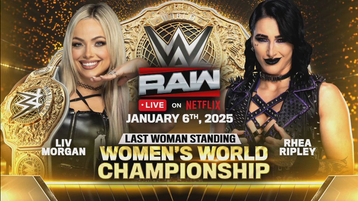 Liv Morgan vs Rhea Ripley Last Woman Standing Match for the Women's World Championship RAW Netflix Debut