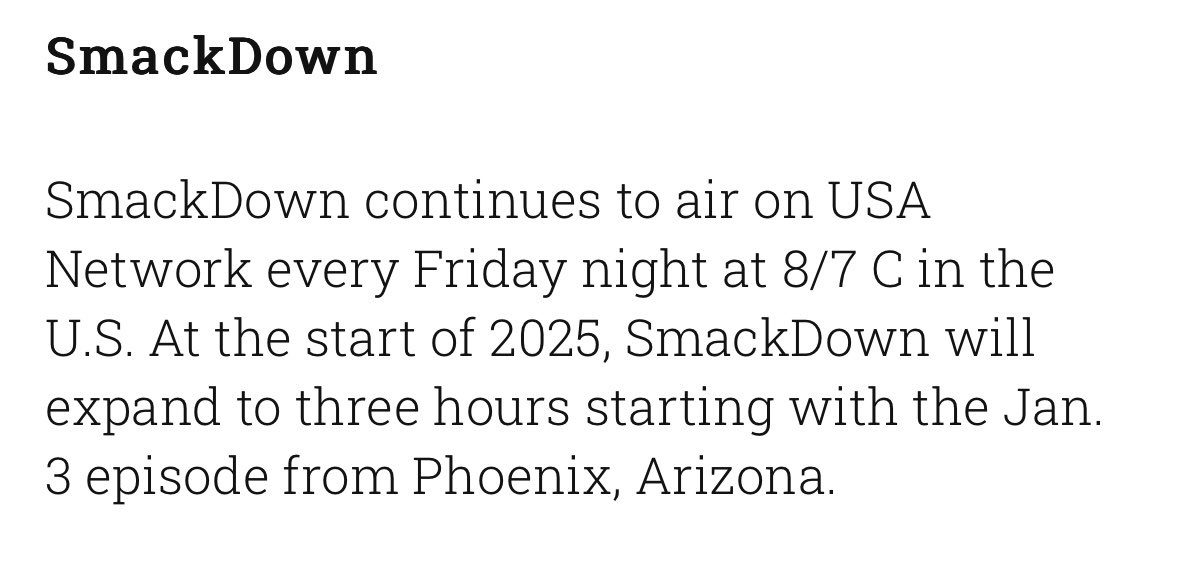 WWE SmackDown Moving To 3 Hours In 2025