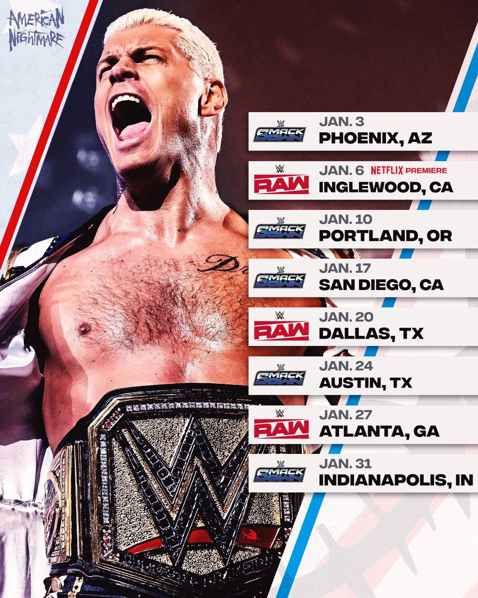 Cody Rhodes January 2025 Schedule