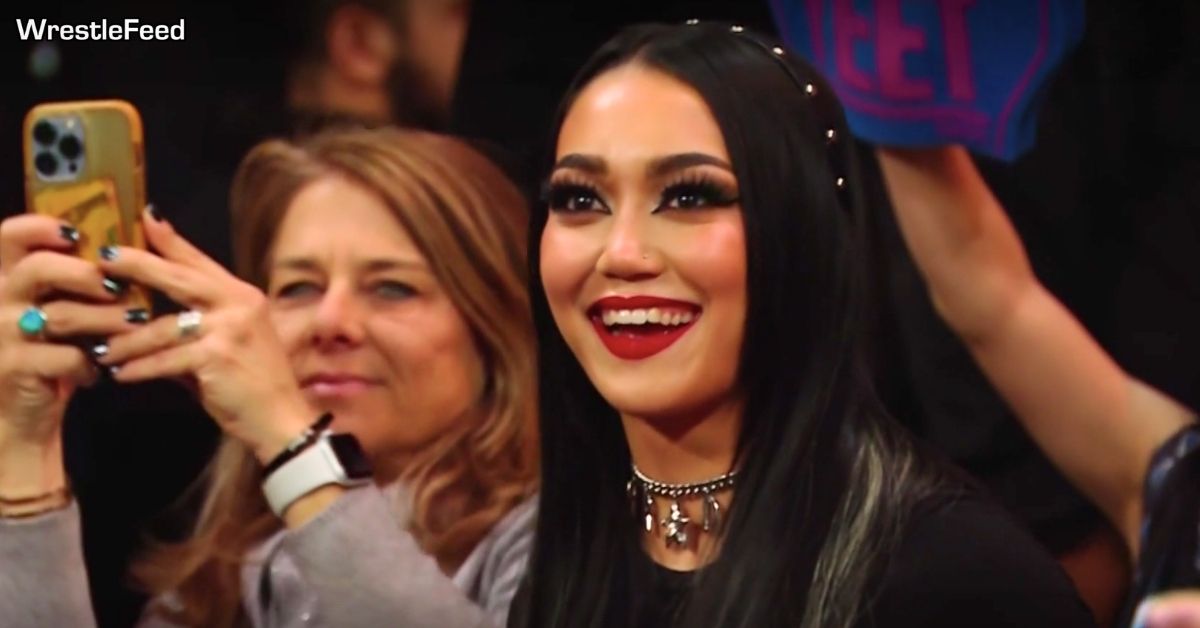 Roxanne Perez Happy Smiling Face Kicks A Woman Female Fan Out Of Her Seat WWE RAW January 20 2025 WrestleFeed App