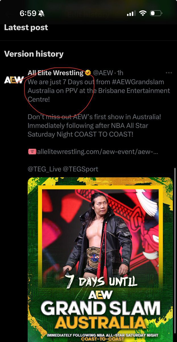 AEW Grand Slam Australia 2025 PPV Tweet Edit